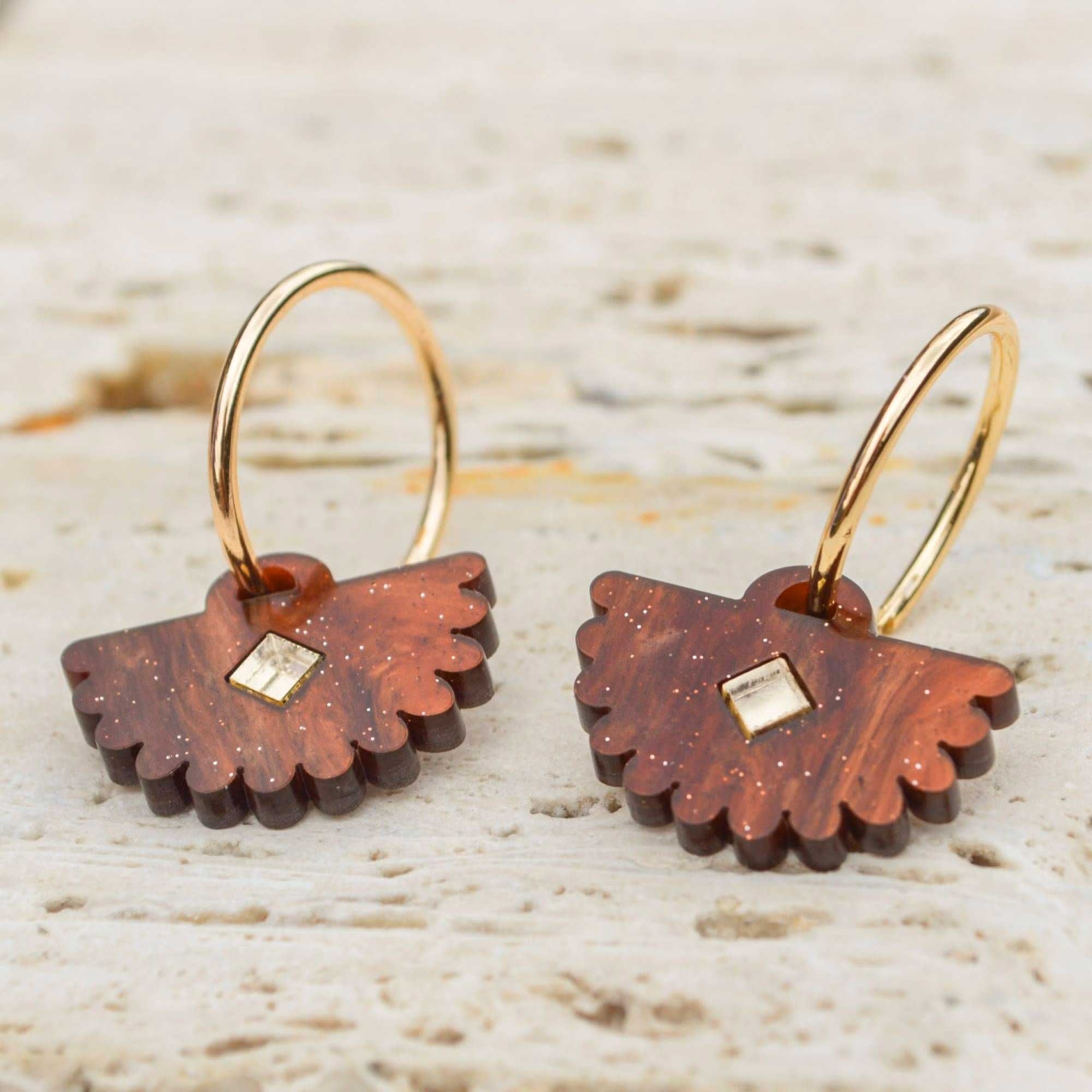 Hagen & Co Fantail Earrings Chestnut