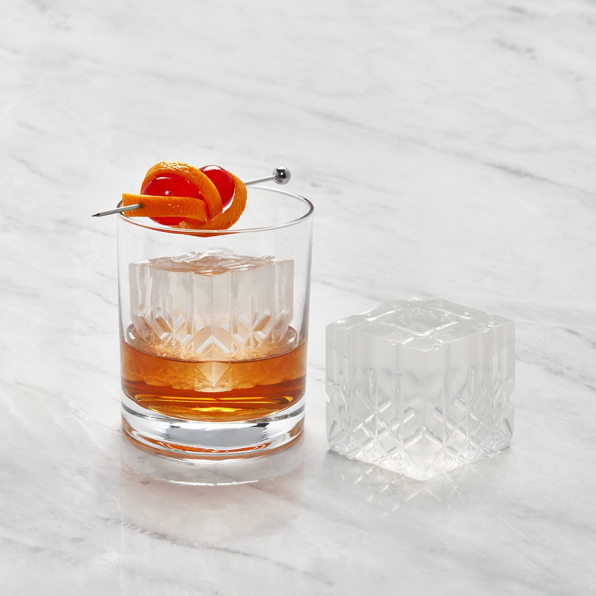 Peak Crystal Cocktail Ice Tray Etched