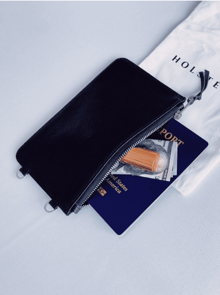 Holstere ADD ON POUCH: Black with Silver Hardware