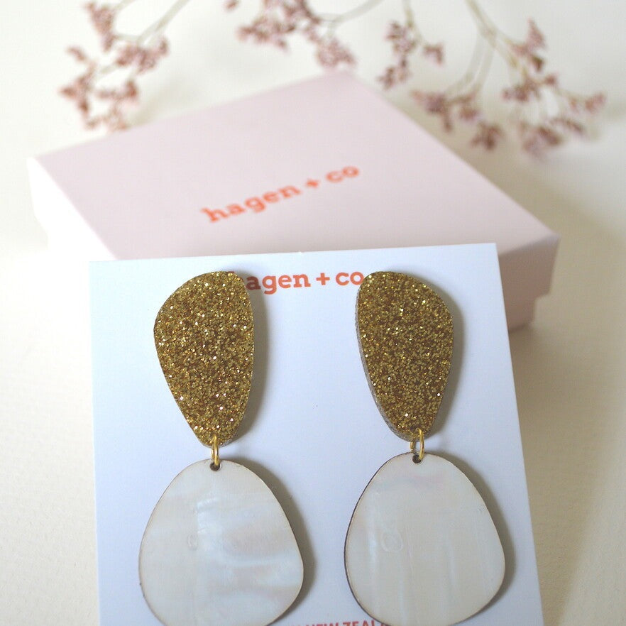 Hagen + Co Get Lucky Natural Shell Earrings
